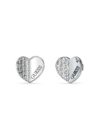 GUESS Lovely silverfärgad pave hjärtörhängen JUBE03038JWRHT/U