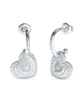 GUESS Love silverfärgade stora hjärtörhängen JUBE04032JWRHT/U