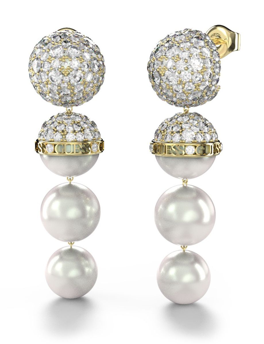 GUESS Calypso gulfärgade pärl och kristallörhängen JUBE04450JWYGT/U