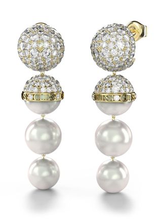 GUESS Calypso gulfärgade pärl och kristallörhängen JUBE04450JWYGT/U