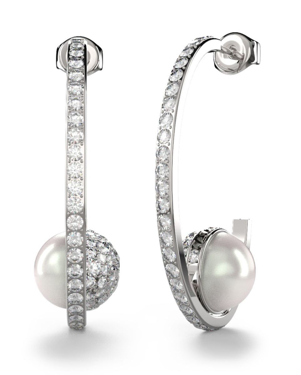 GUESS Calypso silverfärgade pärl och kristallörhängen JUBE04452JWRHT/U