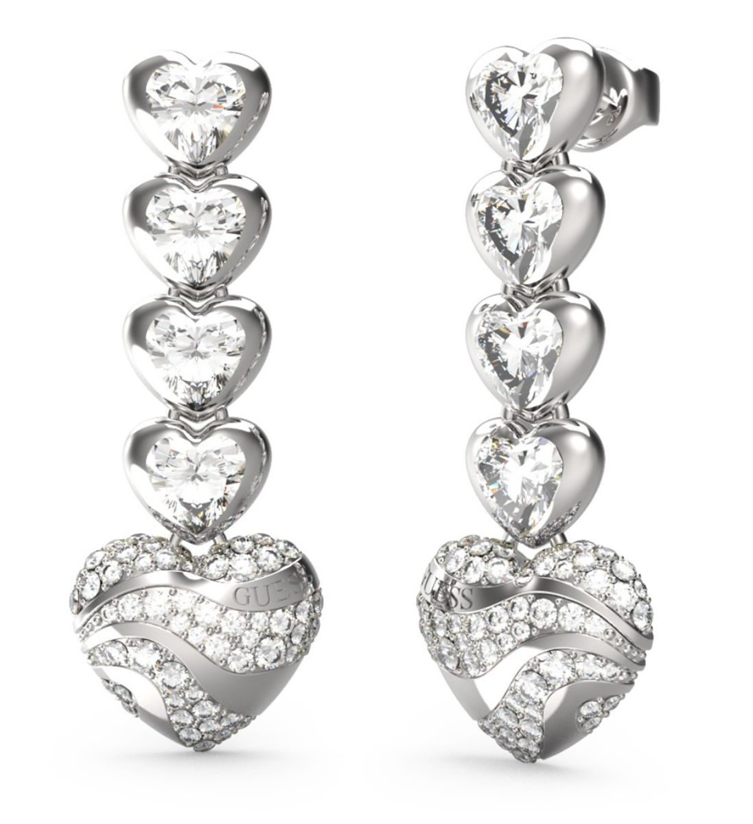 GUESS In my heart silverfärgade örhängen JUBE04493JWRHT/U