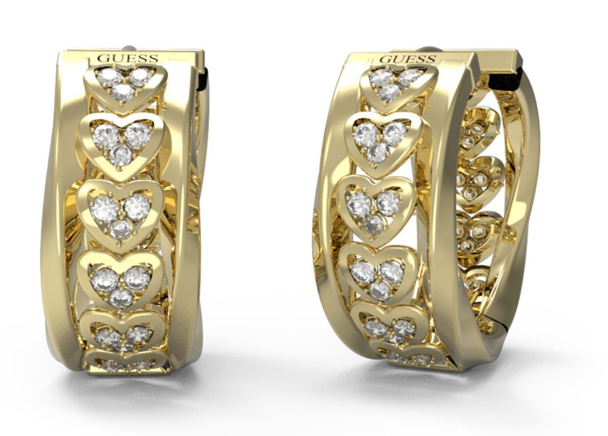 GUESS Mon amour gulfärgade hjärtörhängen JUBE04604JWYGT/U