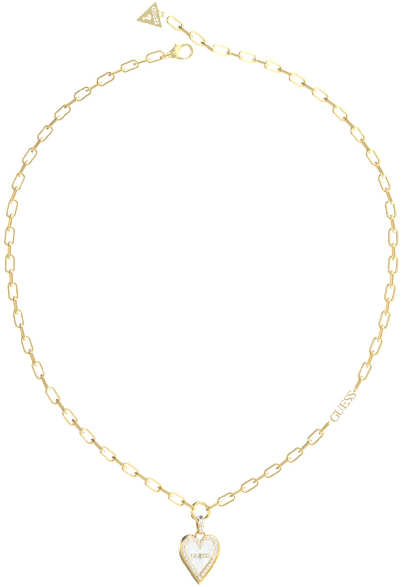 GUESS Love me tender guldfärgat hjärthalsband silver JUBN03238JWYGRHT/U