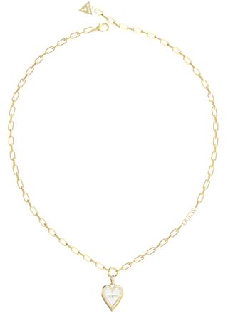 GUESS Love me tender guldfärgat hjärthalsband silver JUBN03238JWYGRHT/U