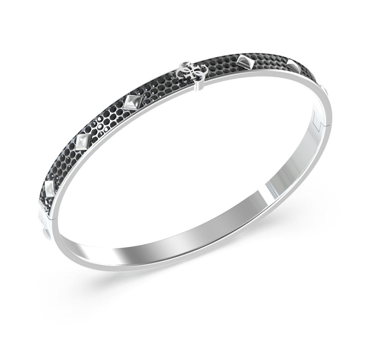 GUESS 4g xever stålfärgad svart pave bangle JUMB03231JWSTL
