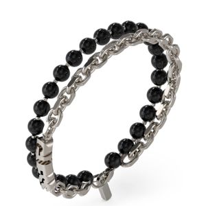 GUESS Edgy Double silver och svartfärgat onyxarmband JUMB04051JWSTBKL main product photo