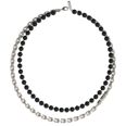 GUESS Edgy Double silver och svartfärgat onyxhalsband JUMN04050JWSTBKT/U