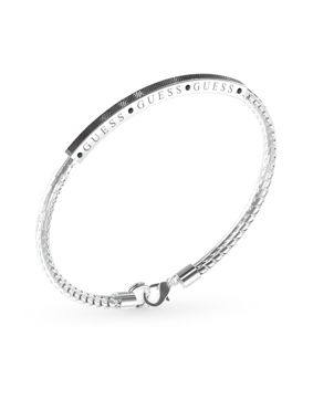 GUESS Legacy stålfärgad armband med platta JUXB03213JWSTBKL