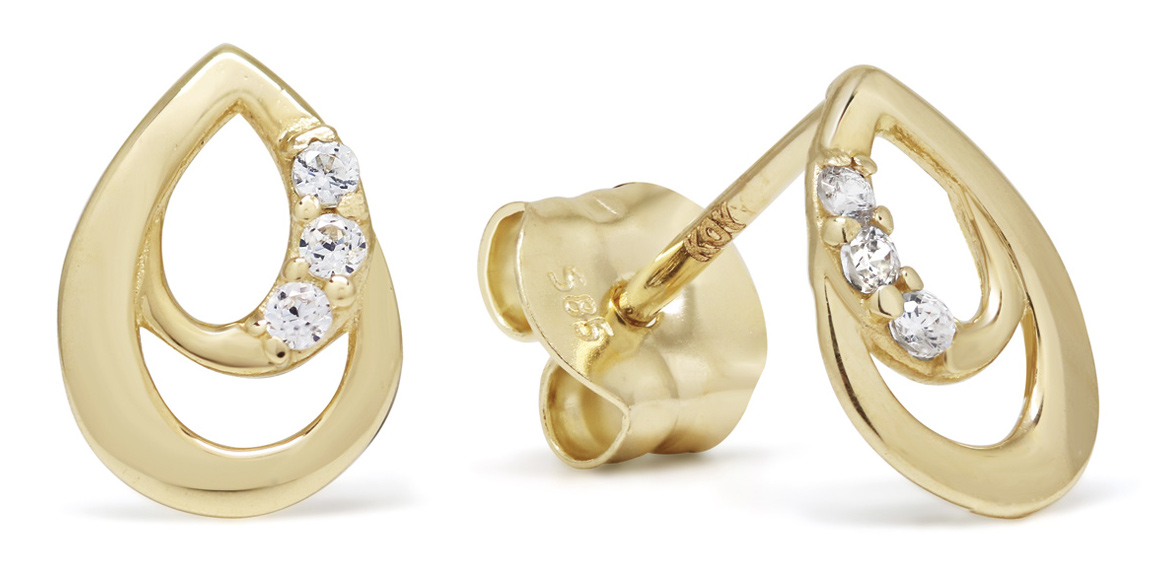 Guldörhängen droppe klar zirkon K-E93245Z