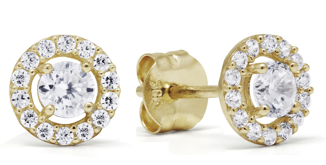 Guldörhängen Halo klar zirkon K-E93982Z