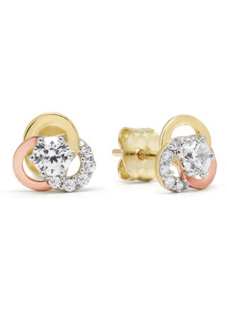 Guldörhängen tre ring klar zirkon K-E95577Z