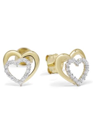 Guldörhängen dubbelhjärta klar zirkon K-E96751Z