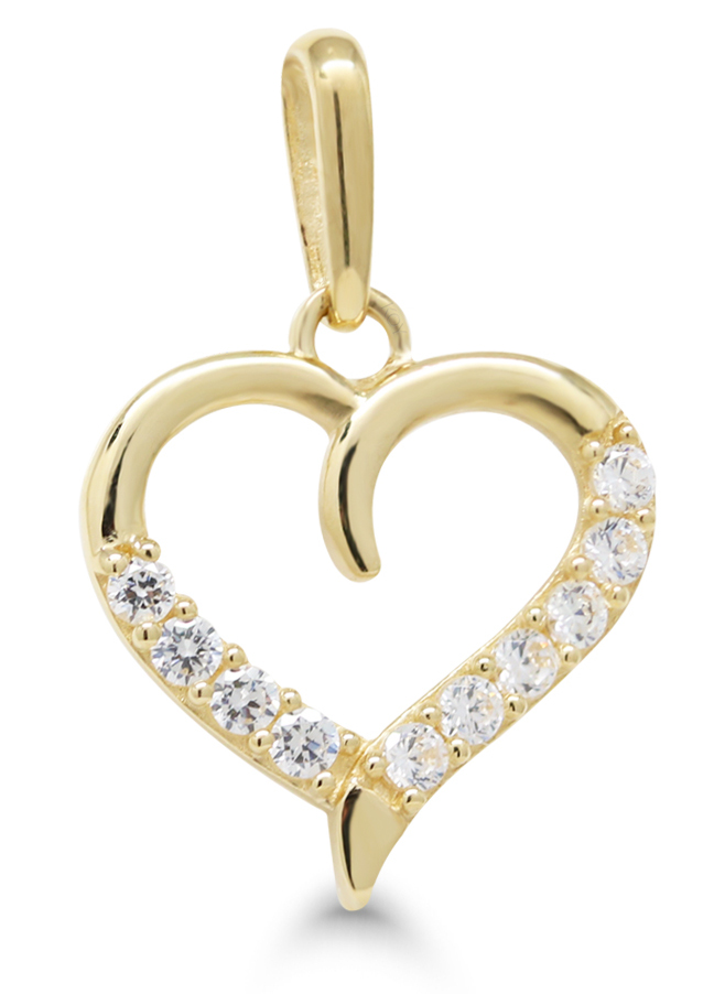 Guldhängsmycke hjärta klar zirkon K-P64024Z