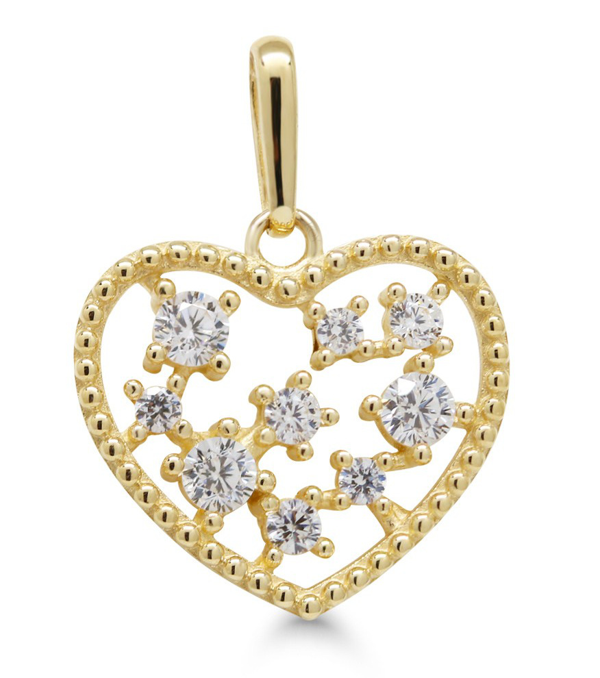 Guldhängsmycke hjärta klar zirkon K-P66467Z