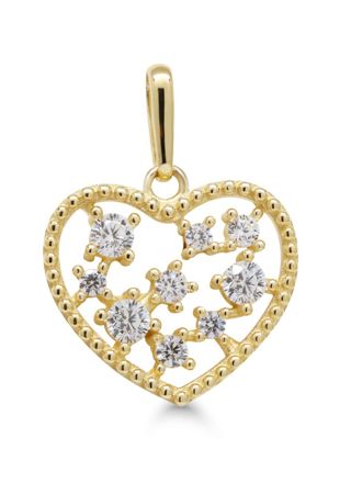Guldhängsmycke hjärta klar zirkon K-P66467Z