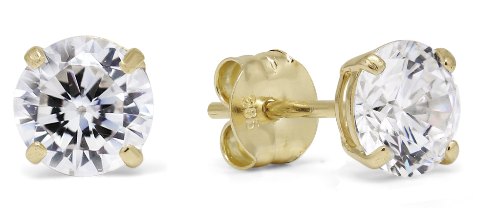 Guldörhängen rund 5mm klar zirkon K-RC50Z