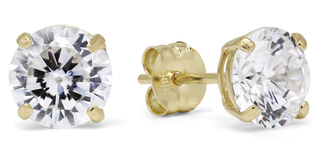 Guldörhängen rund 6mm klar zirkon K-RC60Z