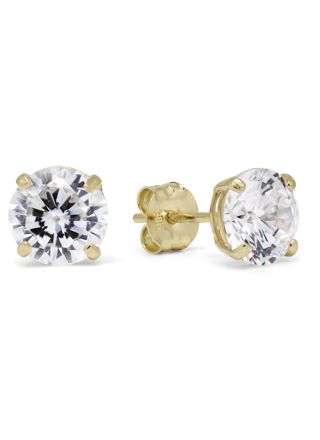 Guldörhängen rund 6mm klar zirkon K-RC60Z