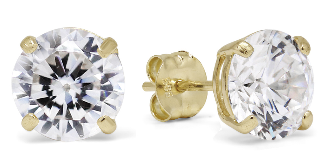 Guldörhängen rund 7mm klar zirkon K-RC70Z