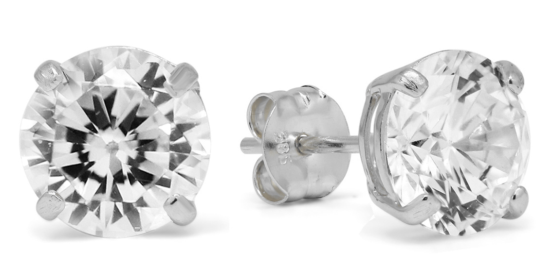 Guldörhängen rund 7mm klar zirkon K-RC70ZW