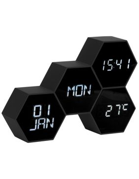 Karlsson KA5805BK väckarklocka Six In The Mix Rubberized Black