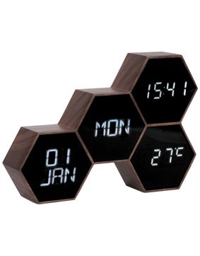 Karlsson KA5805WD väckarklocka Six In The Mix Rubberized Black Wood Painted