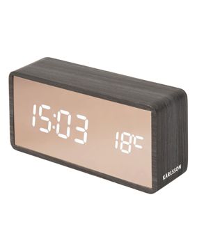 Karlsson väckarklocka Copper Mirror LED black wood veneer KA5878BK