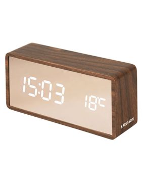 Karlsson väckarklocka Copper Mirror LED dark wood veneer KA5878DW