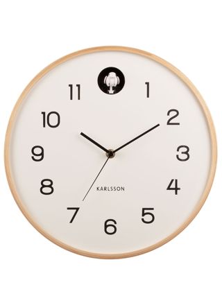 Karlsson Natural Cuckoo Birch Wood White väggklocka KA5886WH