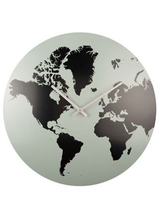 Karlsson World Map Metal Grayed Jade väggklocka KA5889GR