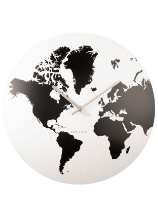 Karlsson World Map Metal White väggklocka KA5889WH