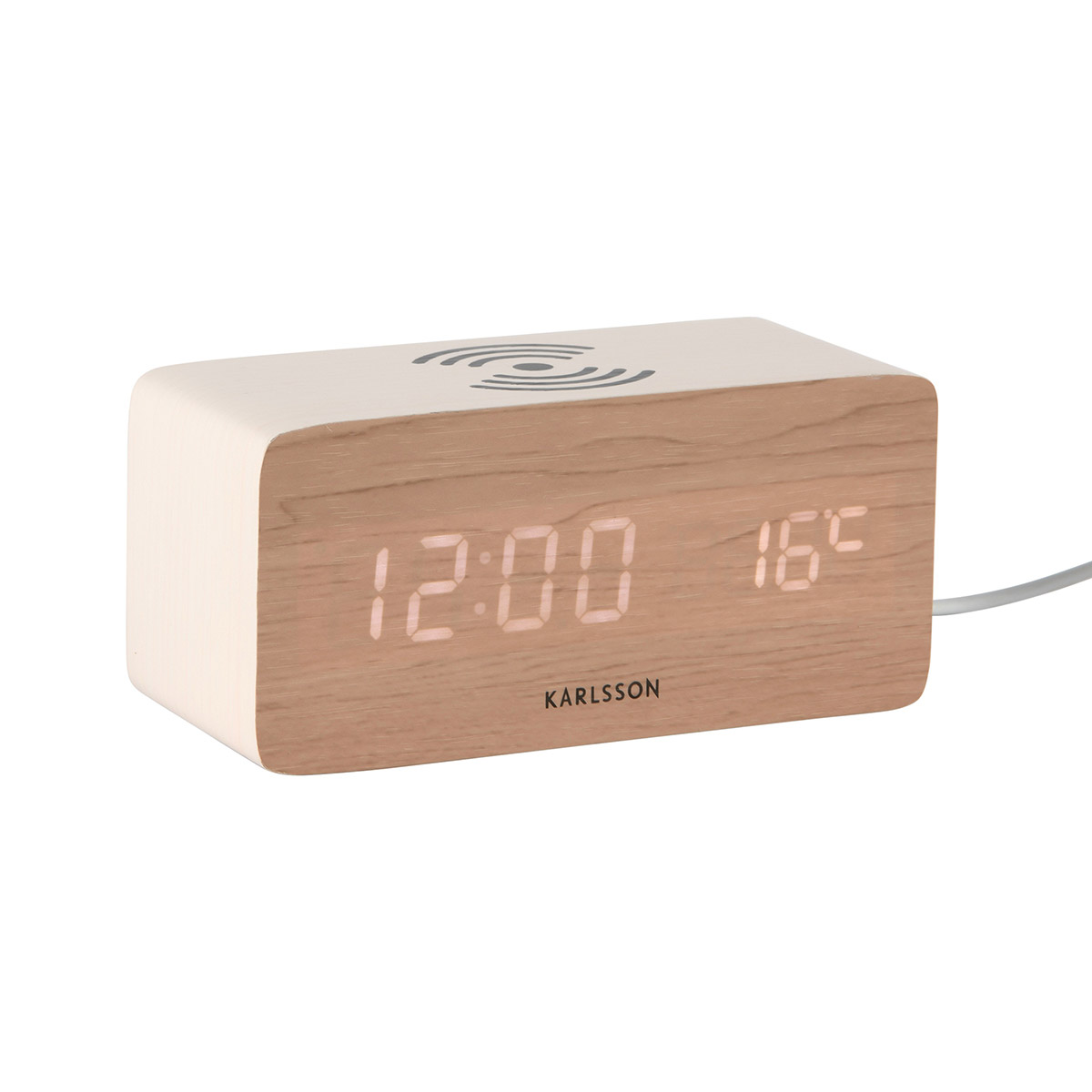 Karlsson väckarklocka Block with Phone Charger LED white KA5933WH