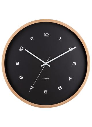 Karlsson väggklocka Modesta light wood black KA5938BK