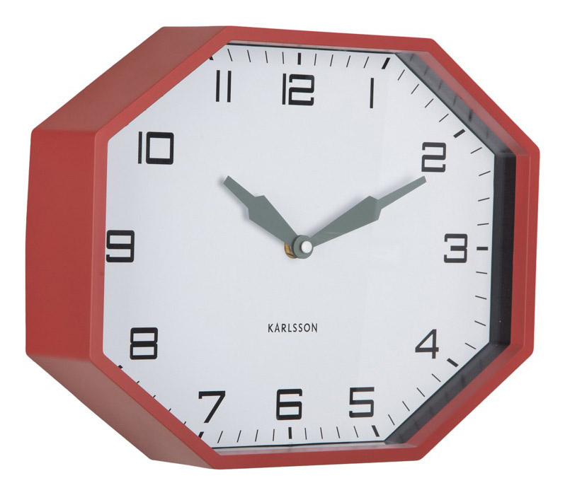 Karlsson väggklocka Modern Factory Octagon ochre red KA6067RD