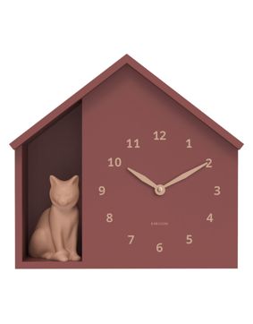 Karlsson väggklocka Sitting Cat burgundy red KA6099RD