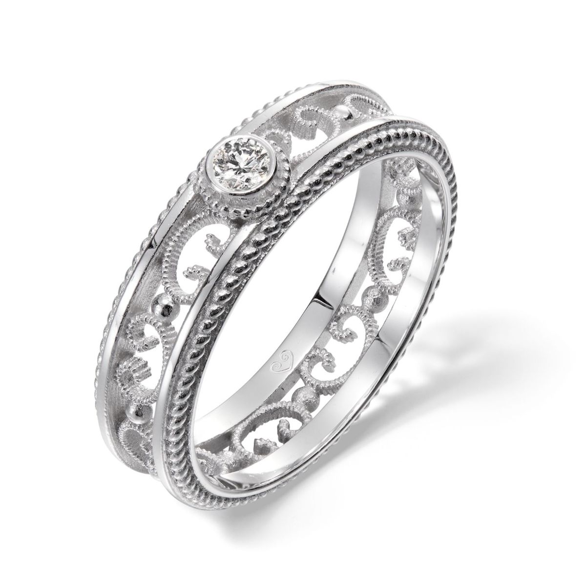 Kalevala Filigree 5 mm 0.06 ct labbodlat diamantring vitguld 541000501L