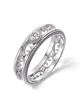 Kalevala Filigree 5 mm 0.06 ct labbodlat diamantring vitguld 541000501L