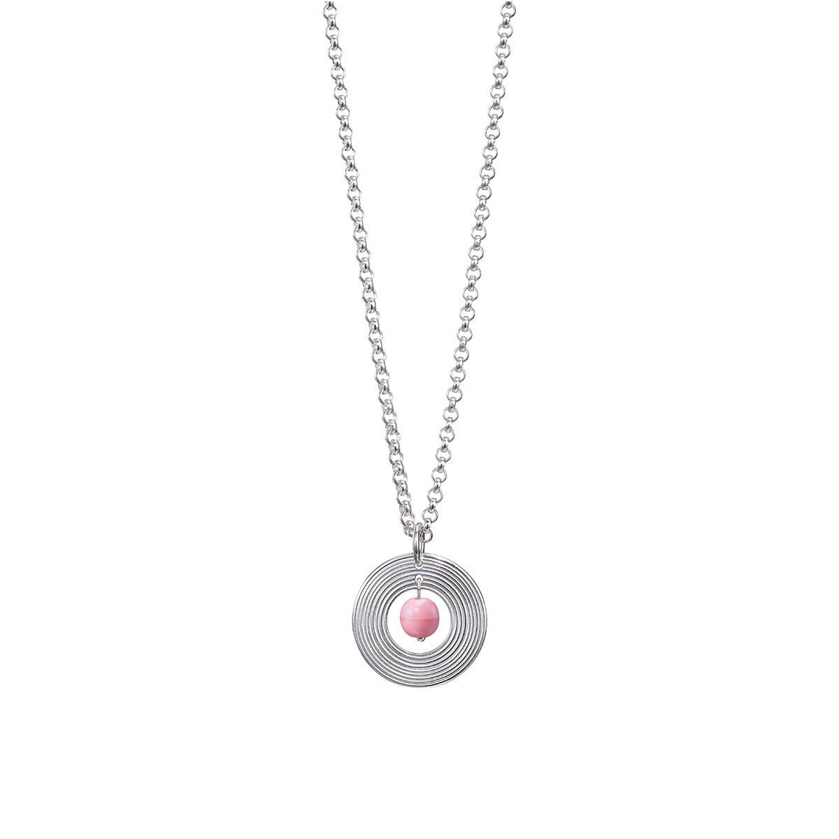 Kalevala Roosa 2026 Kosmos silverhalsband 42/45/50 cm rosa glaspärla 22687761J50