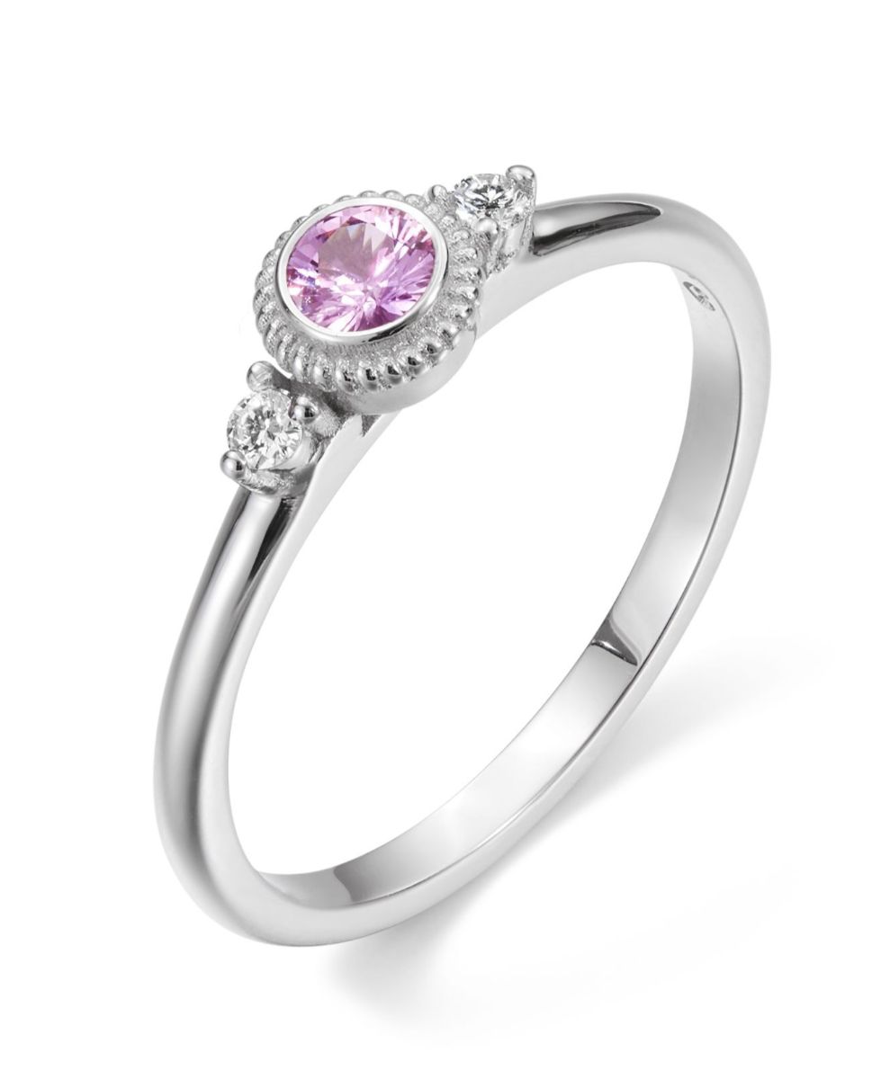 Kalevala Beloved trestens pink safir och 0.06 ct diamantring vitguld 541000003P