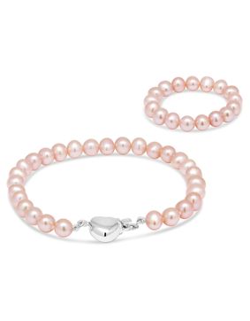 Dopsmycke armband med pärlor  KH-1pink/15+8cm