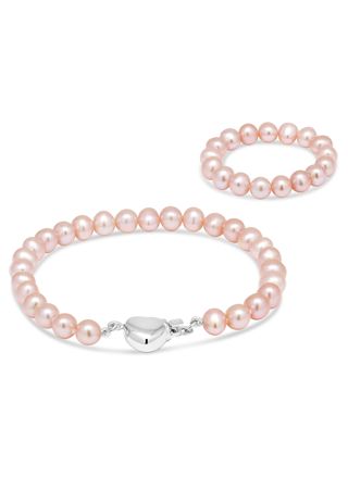 Dopsmycke armband med pärlor  KH-1pink/15+8cm