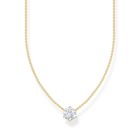 Thomas Sabo large zirconia pendant 18K guldpläterat halsband KE2210-414-14-L45V
