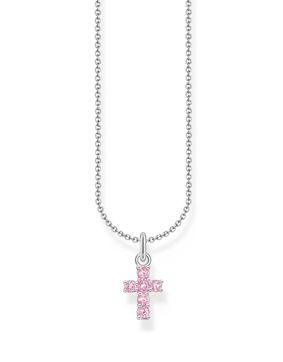 Thomas Sabo silver korshalsband med pink med zirkonia stenar KE2226-051-9-L45v