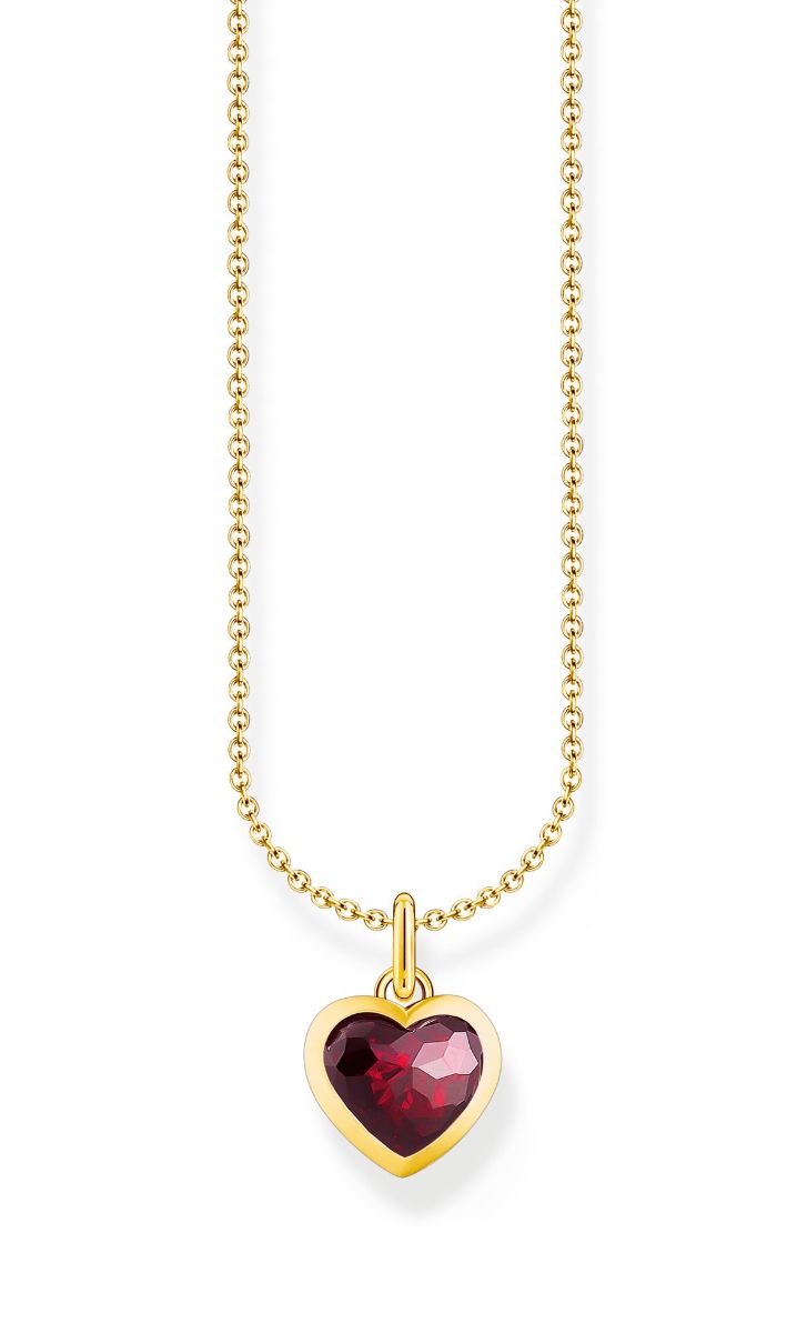 Thomas Sabo Red Zirconia 18K guldpläterat hjärthalsband KE2268-414-10-L45V