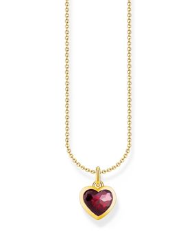 Thomas Sabo Red Zirconia 18K guldpläterat hjärthalsband KE2268-414-10-L45V
