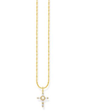 Thomas Sabo True Romance gold-plated white cross Romance korshalsband KE2296-445-14-L45V