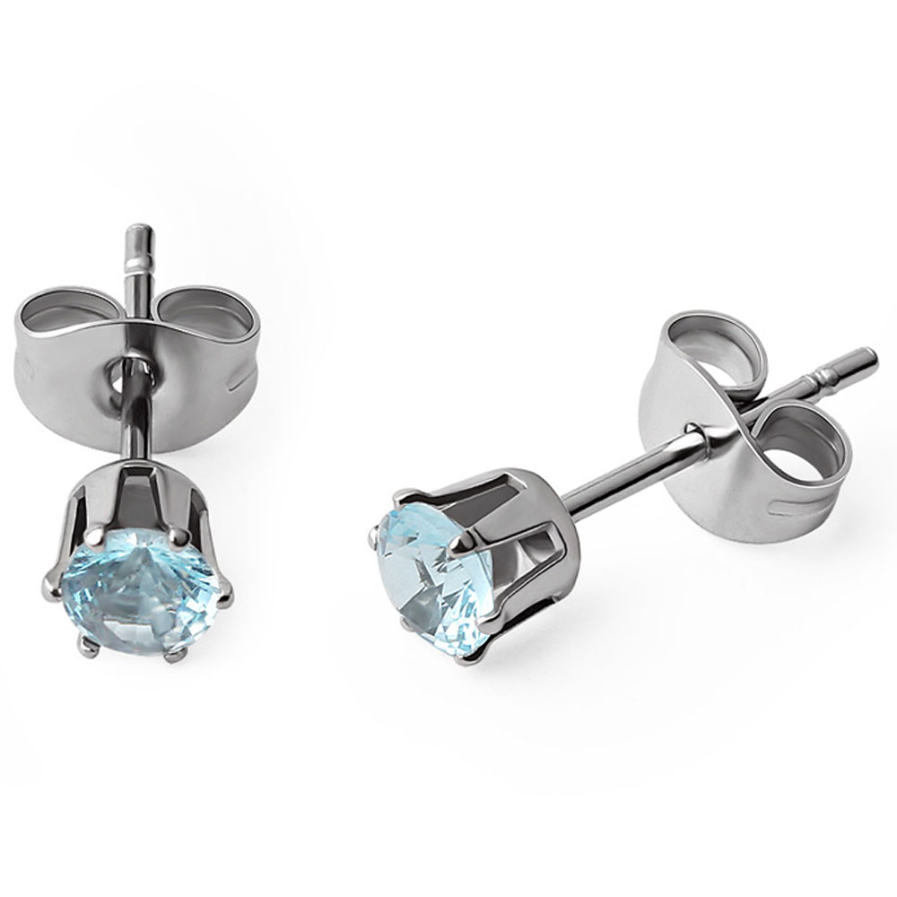 Hopeapuro sten akvamarin 4 mm örhängen