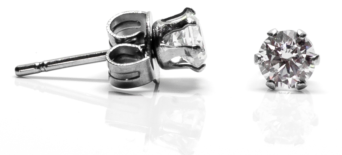 Hopeapuro sten klar 4 mm örhängen