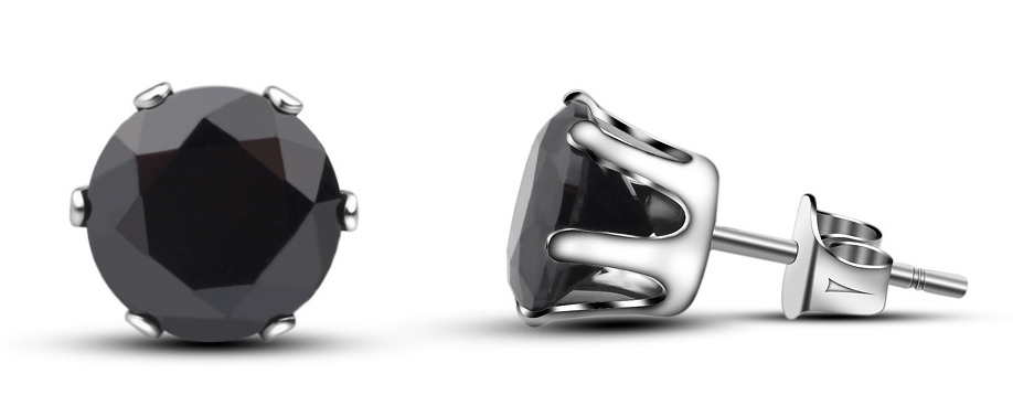 Hopeapuro sten svart 6 mm örhängen